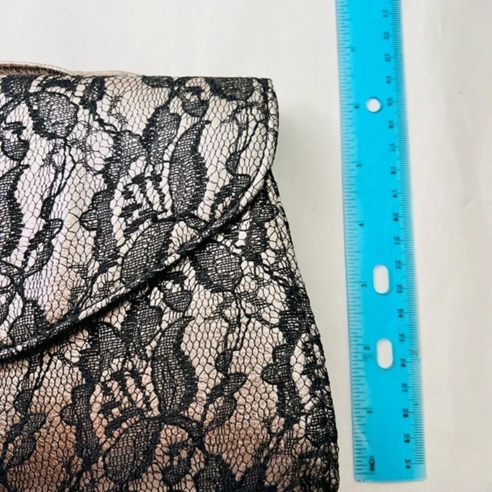 Neiman Marcus vintage rose gold and black lace evening purse